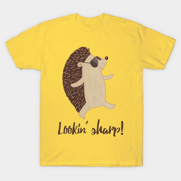 Looking Sharp Cool- Cute Hedgehog in Sunglasses Gifts T-Shirt by Dreamy Panda Designs